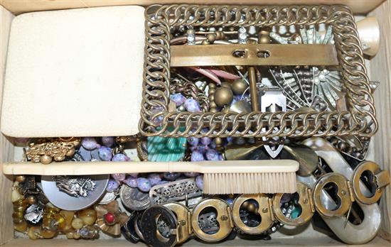 A group of Victorian and later costume jewellery, shagreen cigarette case etc.
